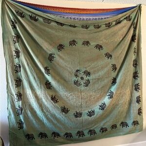 Green Elephant Tapestry